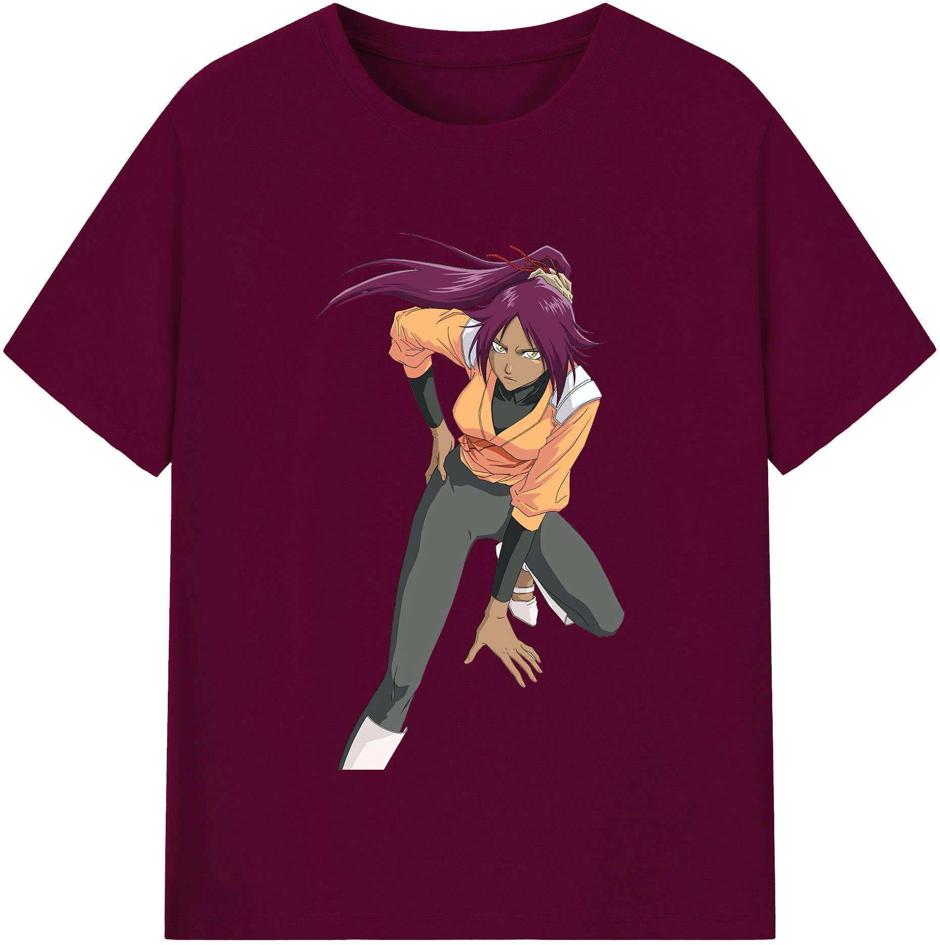 （画像用） ブリーチ 四楓院 夜一（しほういん よるいち） BLEACH Shihouin Yoruichi レディースカジュアルプリントTシャツ（綿100％）